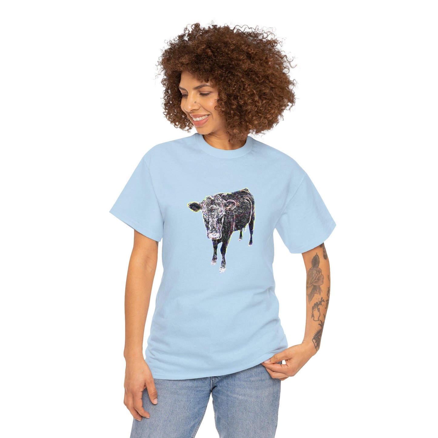 Vintage Retro Cow on the Farm Heavy Cotton Tee