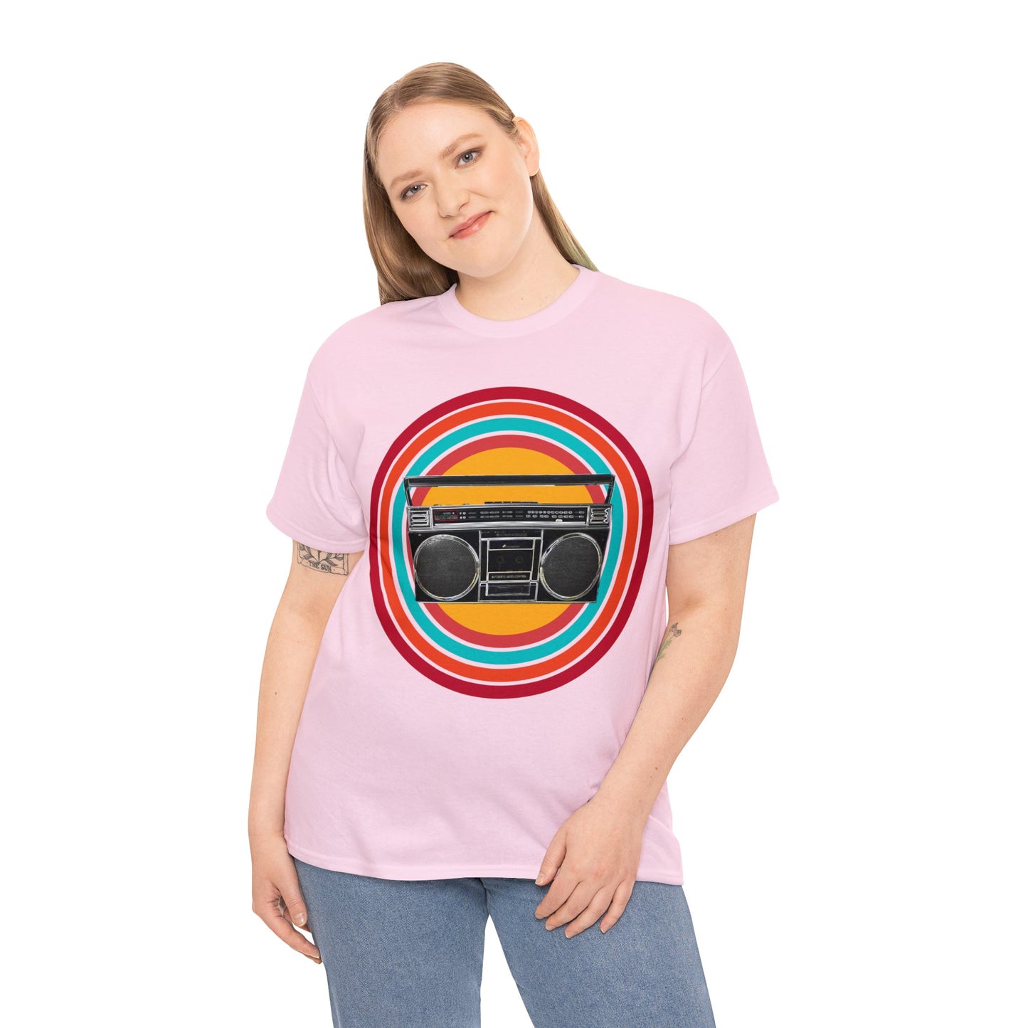 Jam Box, Ghetto Blaster, Boombox, Vintage Radio, Retro Cassette Player Heavy Cotton Tee