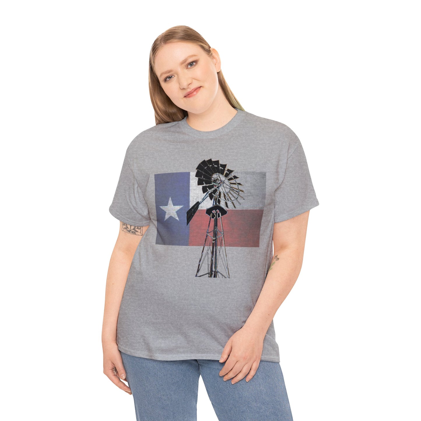 Texas Flag, Windmill, Country Boy, Country Girl, Farmer, Vintage, Retro Heavy Cotton Tee