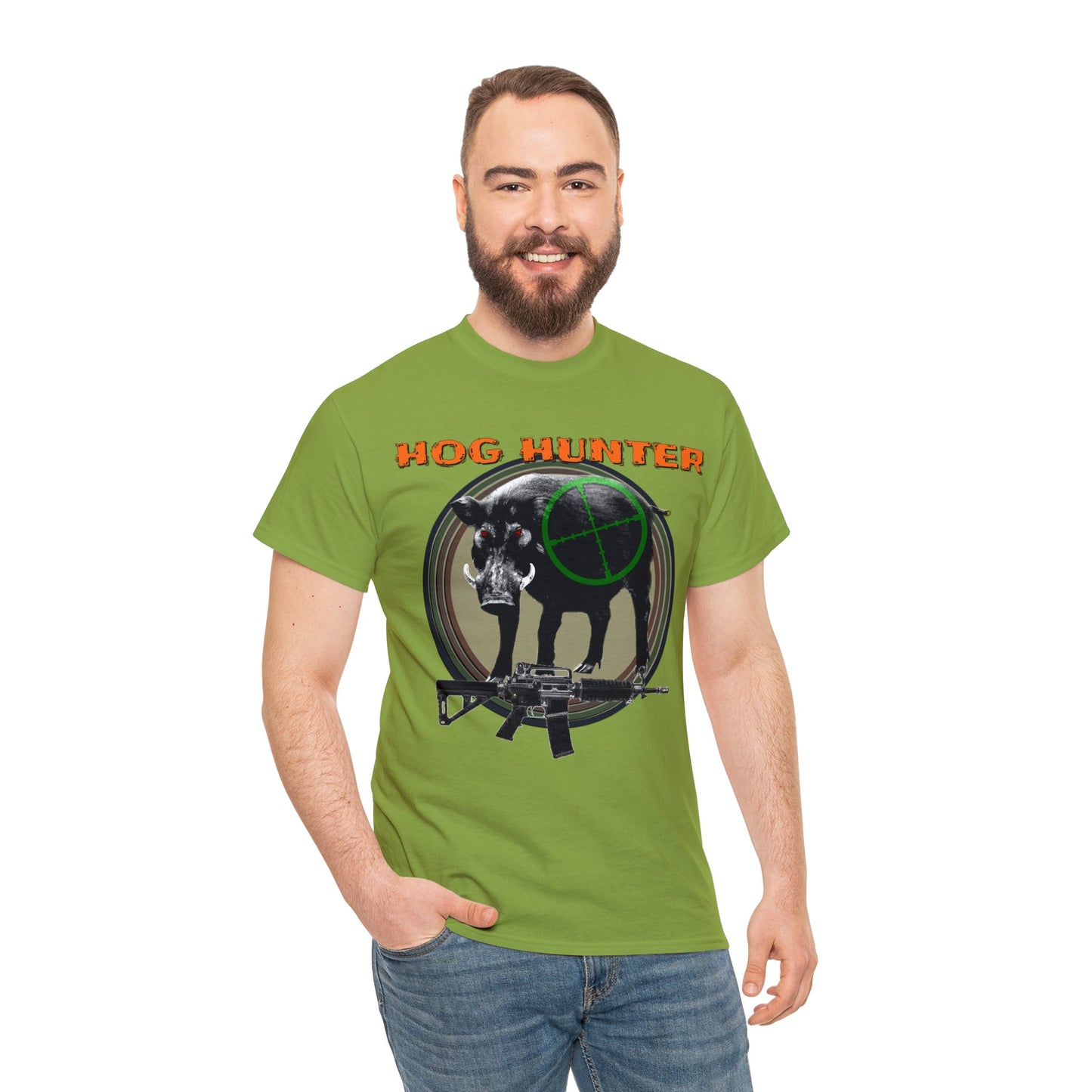 Wild Hog Hunter, Wild Hog, Hog Wild, Hog Boar Hunting Heavy Cotton Tee