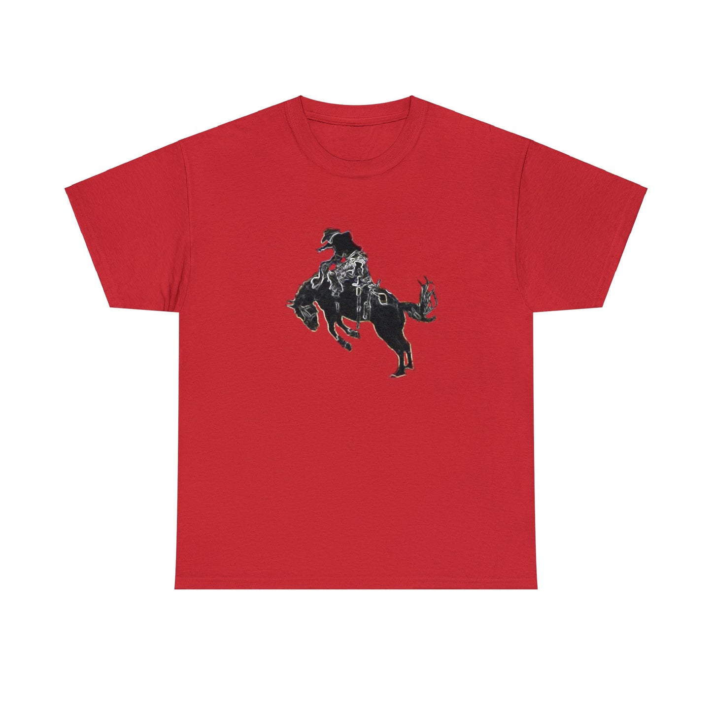 Rodeo, Bronco Rider, Bronc Buster, Cowboy Rider, Horse Rider, Wild Horse Heavy Cotton Tee