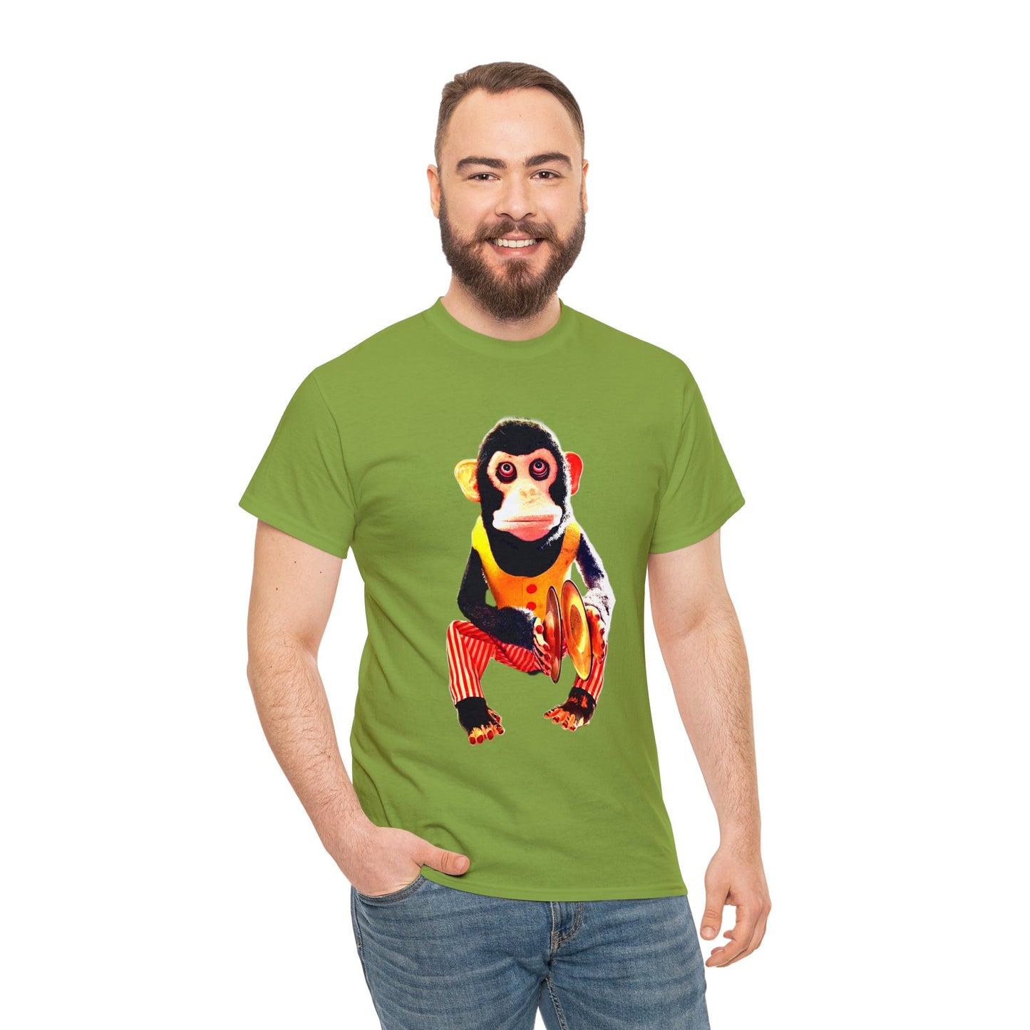 Cymbal Chimp Toy, Jolly Monkey With Cymbals Vintage Retro Heavy Cotton Tee