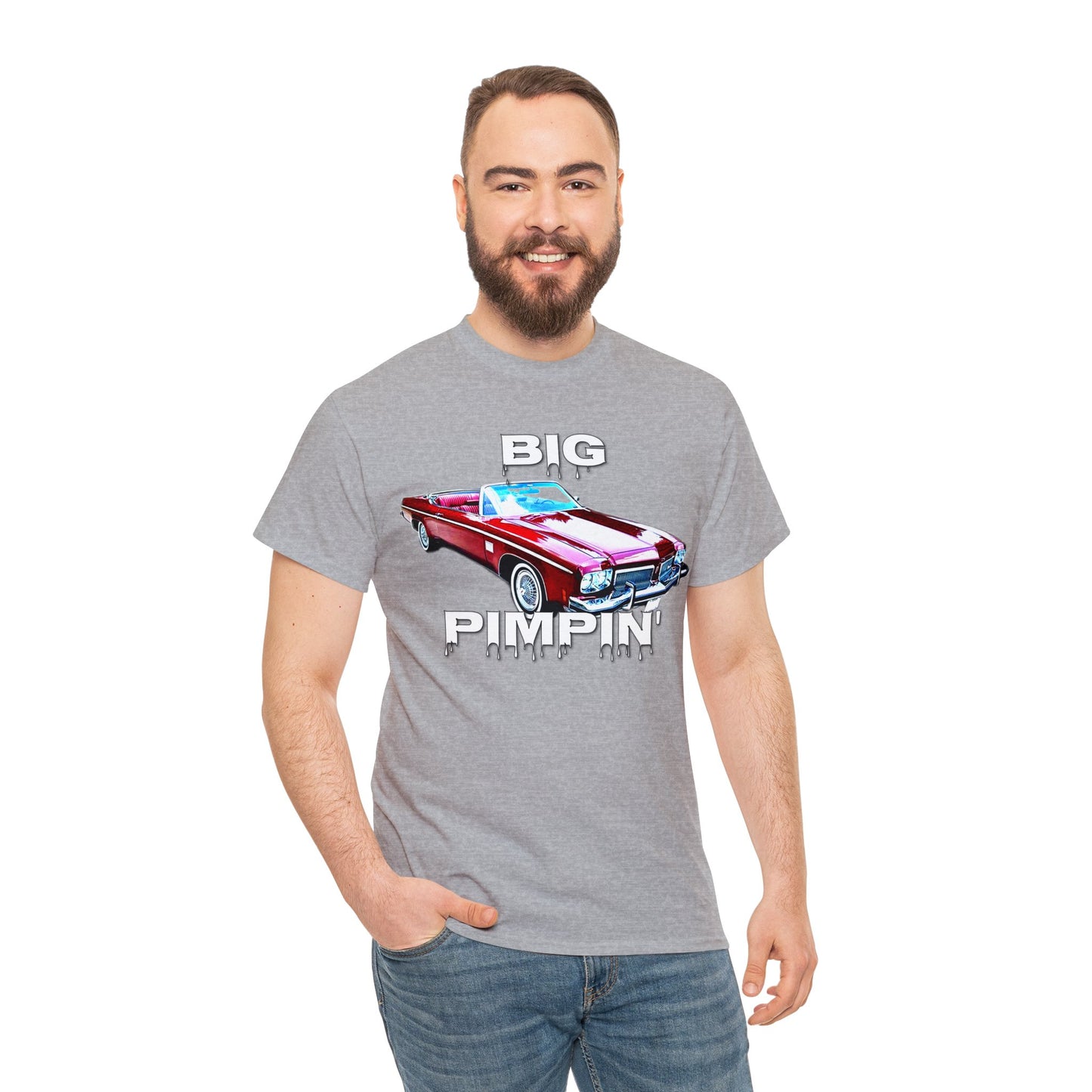 Big Pimpin' Convertible Olds, Vintage Car, Retro Car Heavy Cotton Tee