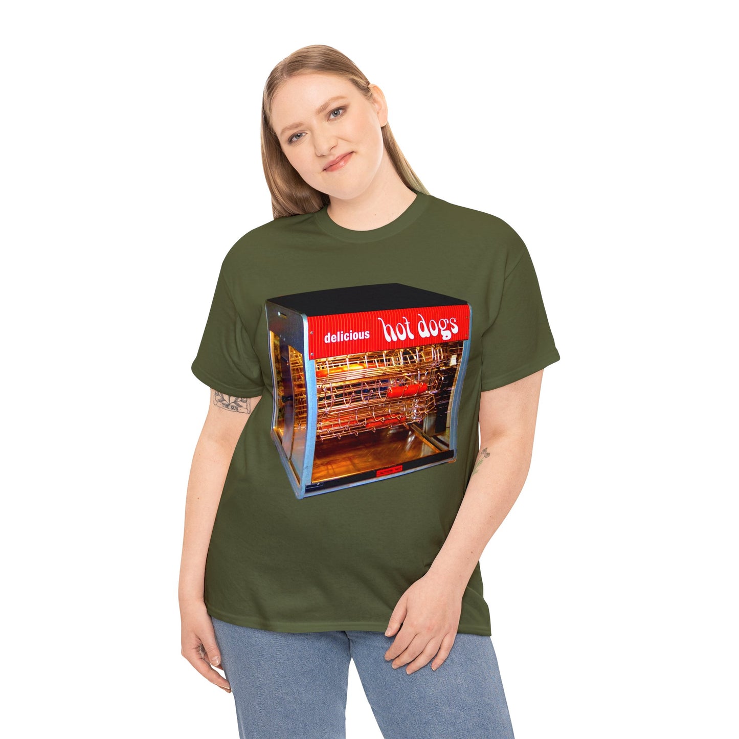 Hot Dog Roller, Hot Dog Vendor, Hot Dog Machine, Delicious Hot Dogs Heavy Cotton Tee