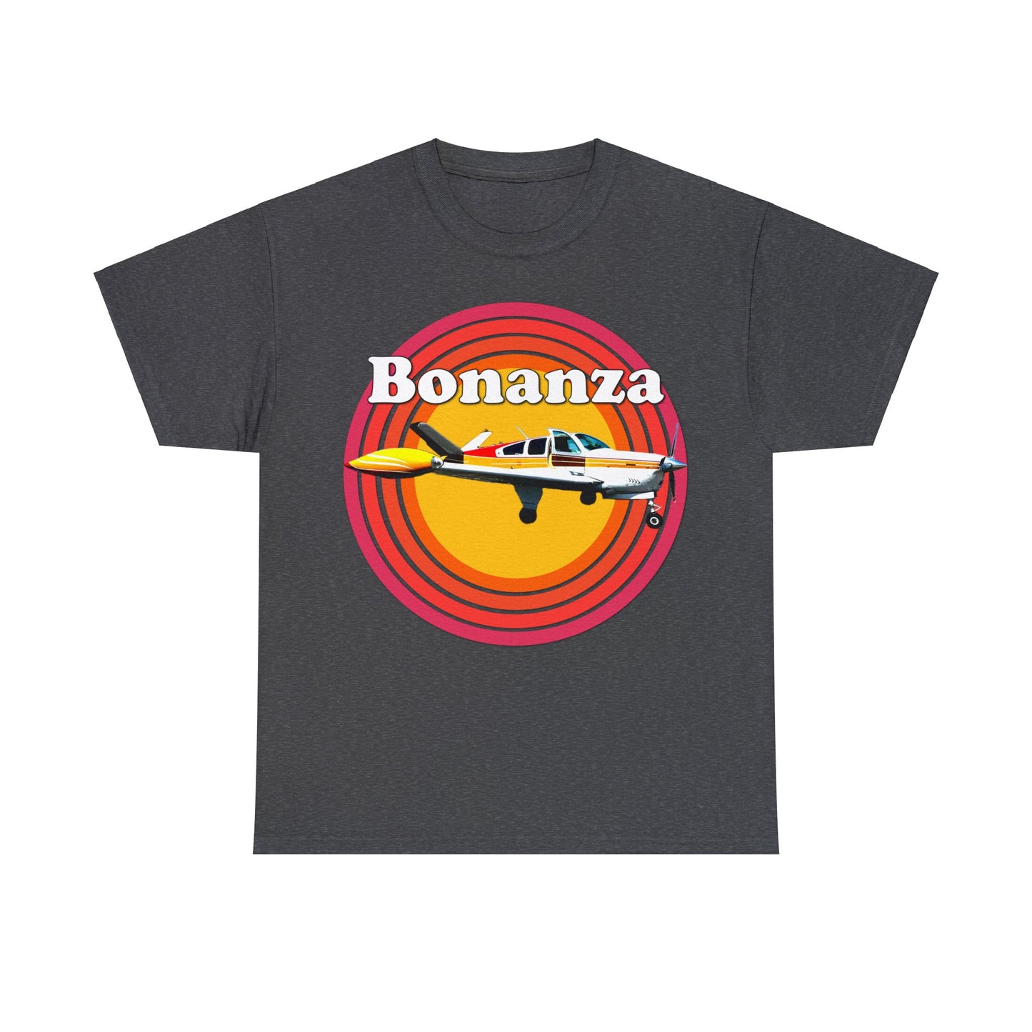 Vintage Bonanza Airplane, 1970s Private Airplane, Turbo Prop Aircraft Heavy Cotton Tee