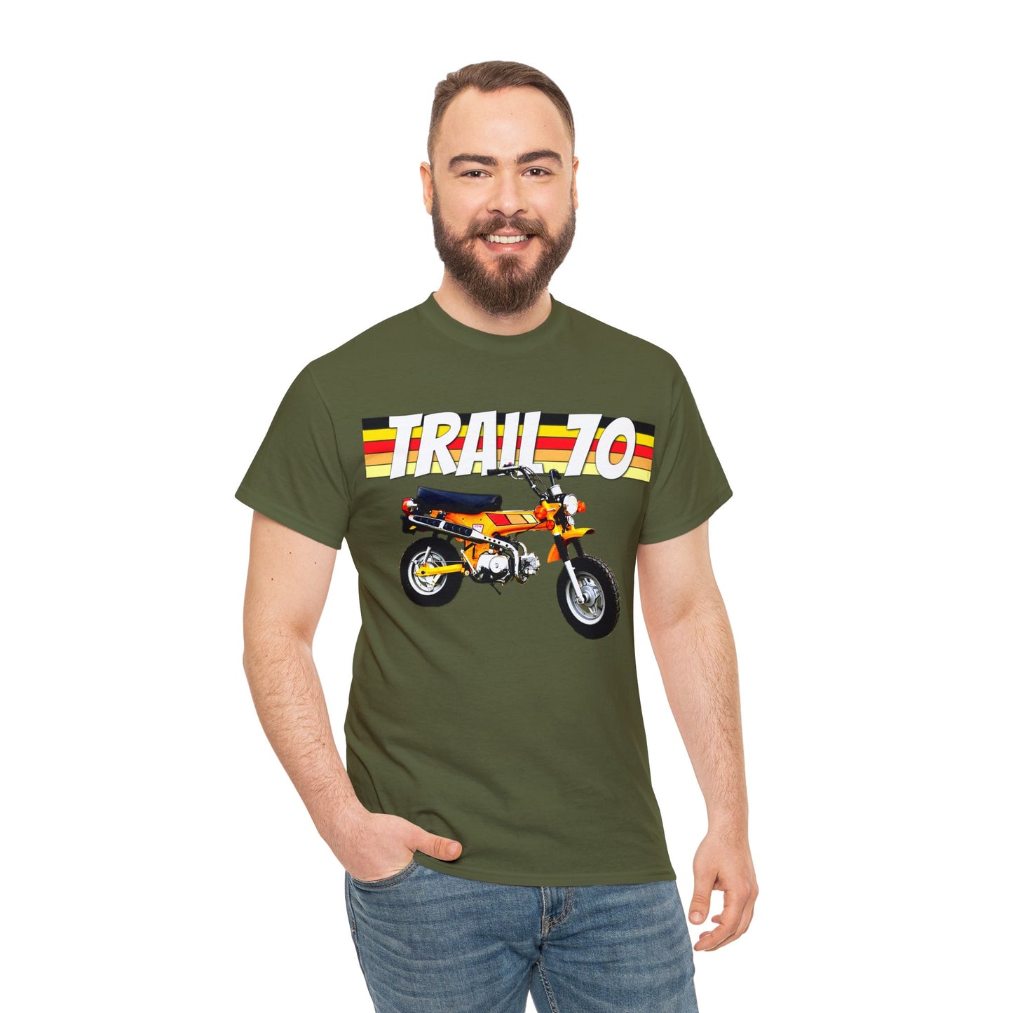 Trail 70 Mini BIke, Vintage Mini Bike, Retro Mini Bike Heavy Cotton Tee