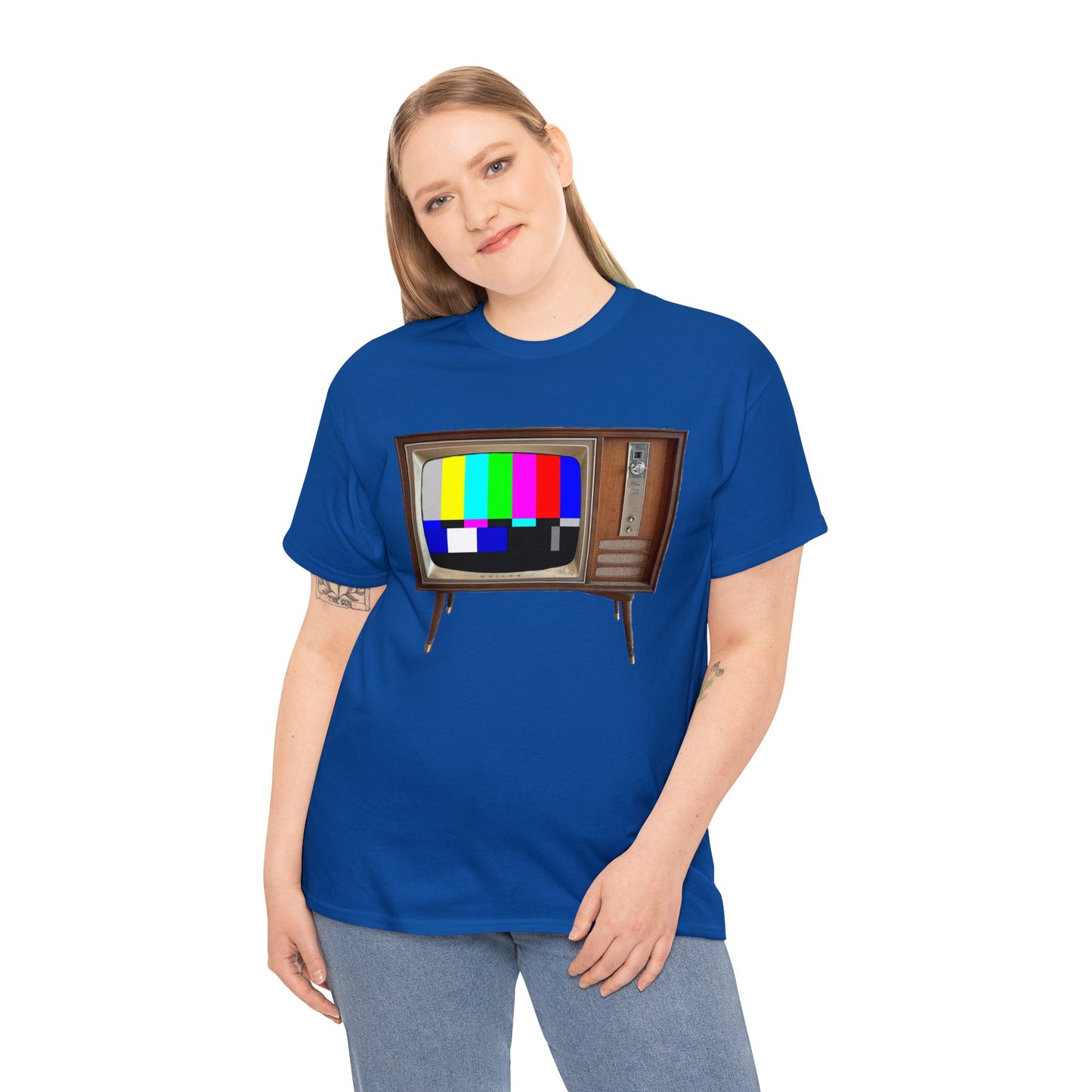 Vintage Television, Tube TV, Sign Off Screen, Old School, Vintage, Retro Heavy Cotton Tee