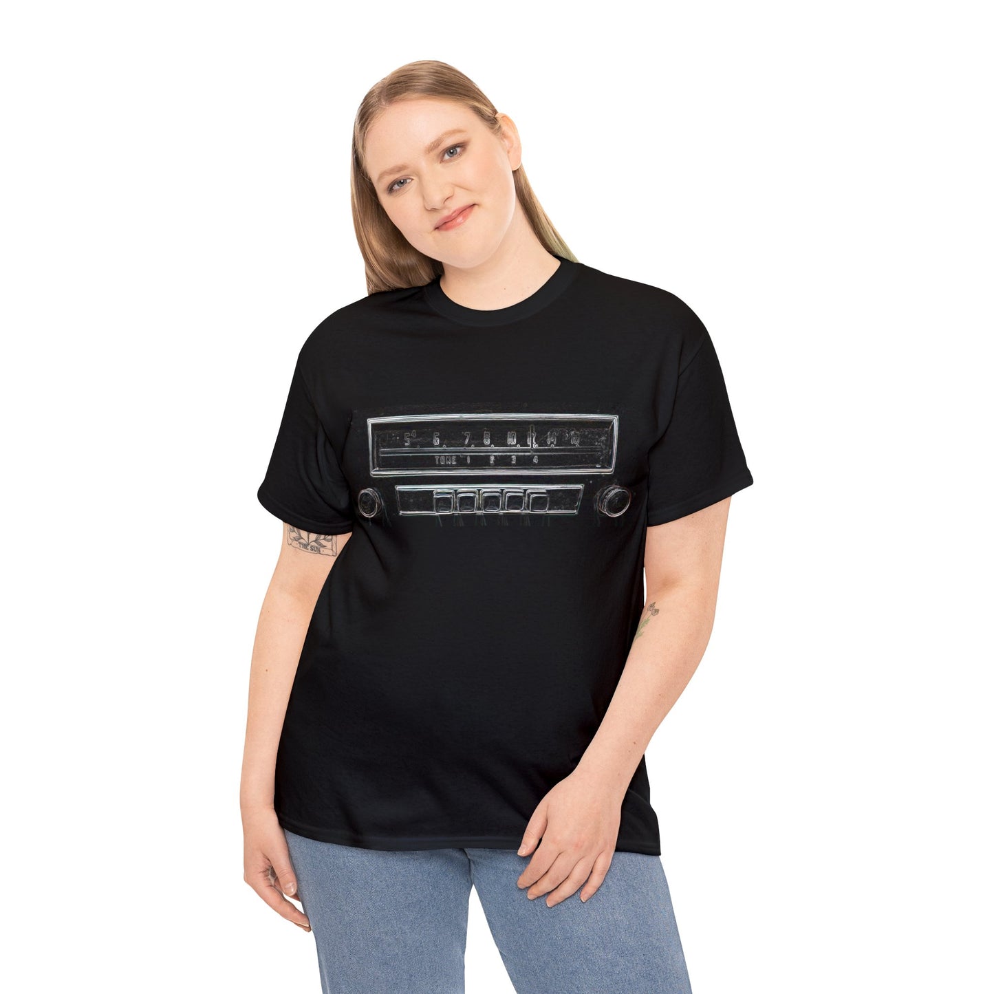 Car Radio, Vintage Car Radio, AM Car Radio, FM Car Radio, Retro Car Radio Heavy Cotton Tee