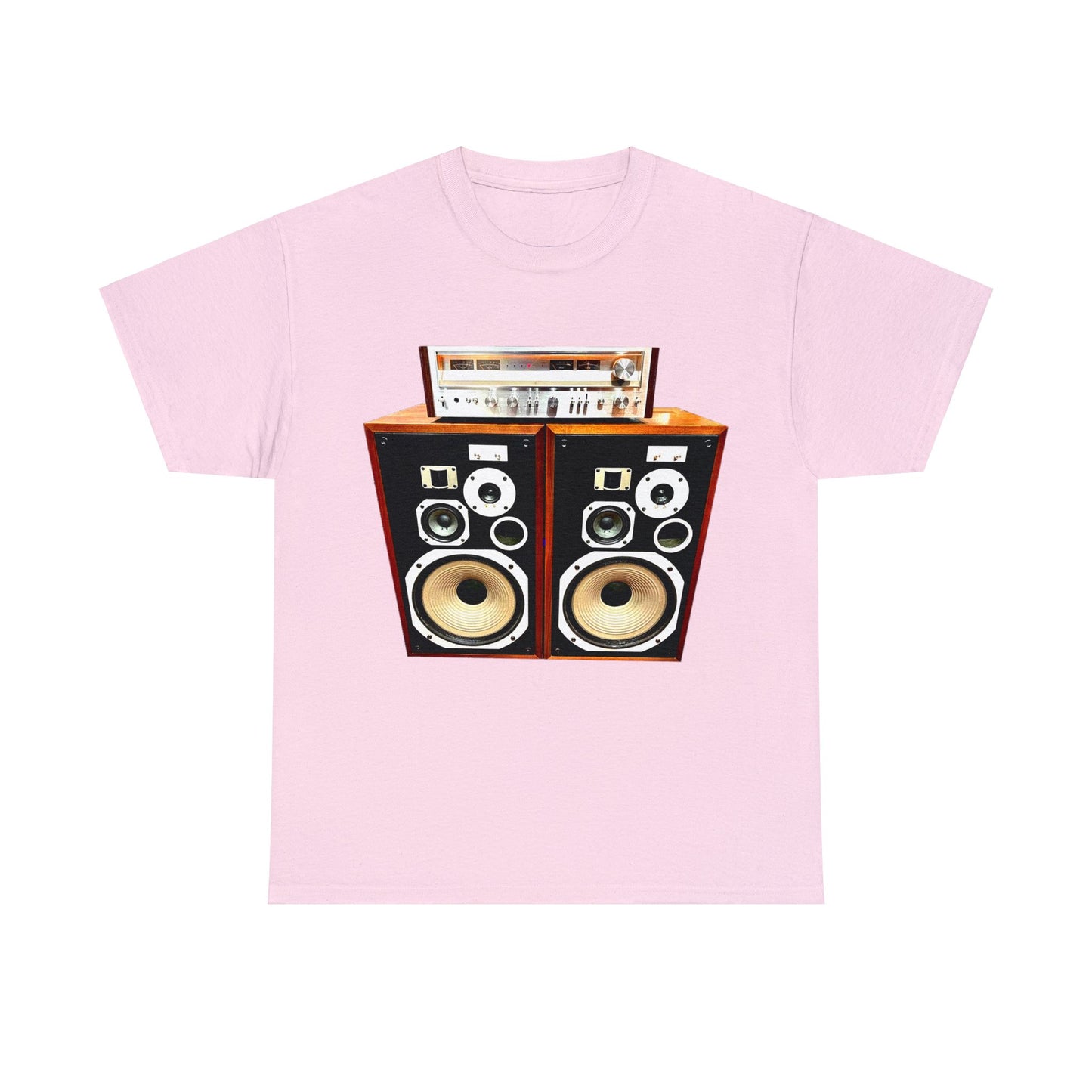 Vintage Stereo Receiver and Speakers, Audiophile, Retro Stereo, High Fidelity Heavy Cotton Tee