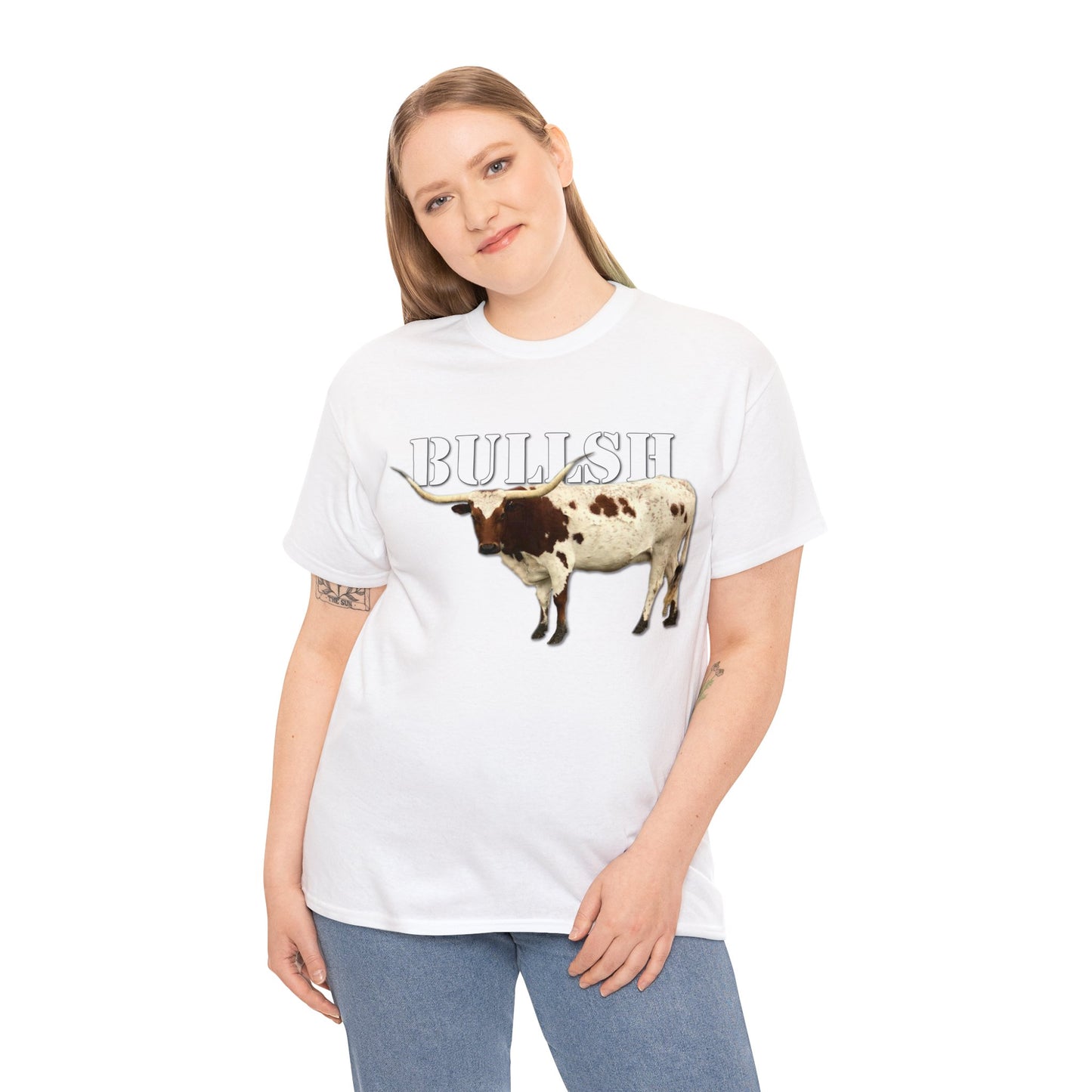 Bullsh, Longhorn, Cow, Cattle, Funny, Texas, Country Heavy Cotton Tee