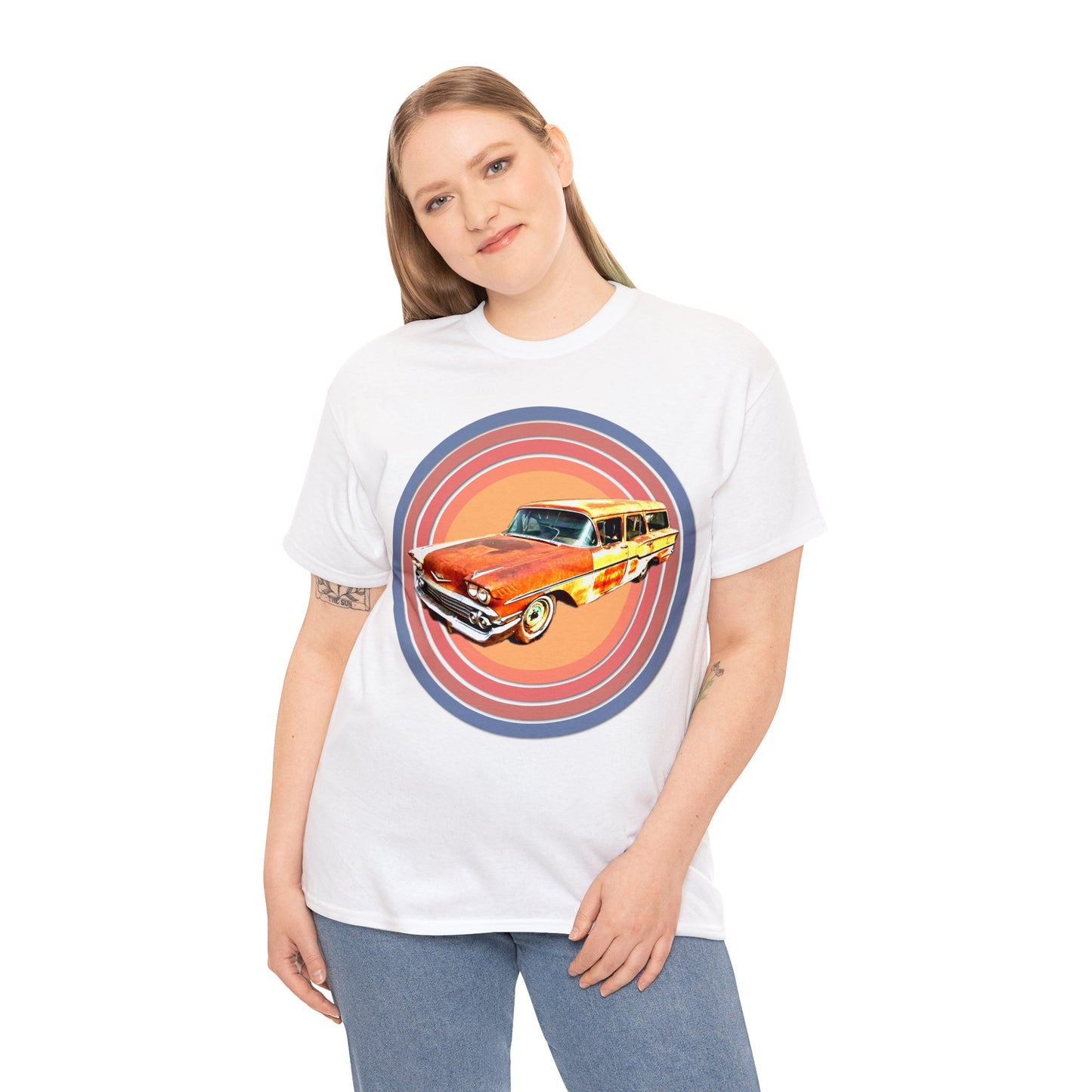 Vintage 1950's Station Wagon Car, Rusty Old Station Wagon, Vintage Station Wagon Heavy Cotton Tee