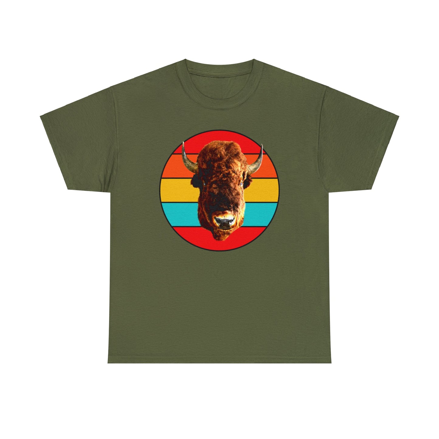 Buffalo Bison Head, Buffalo Mount, Wild Buffalo Heavy Cotton Tee