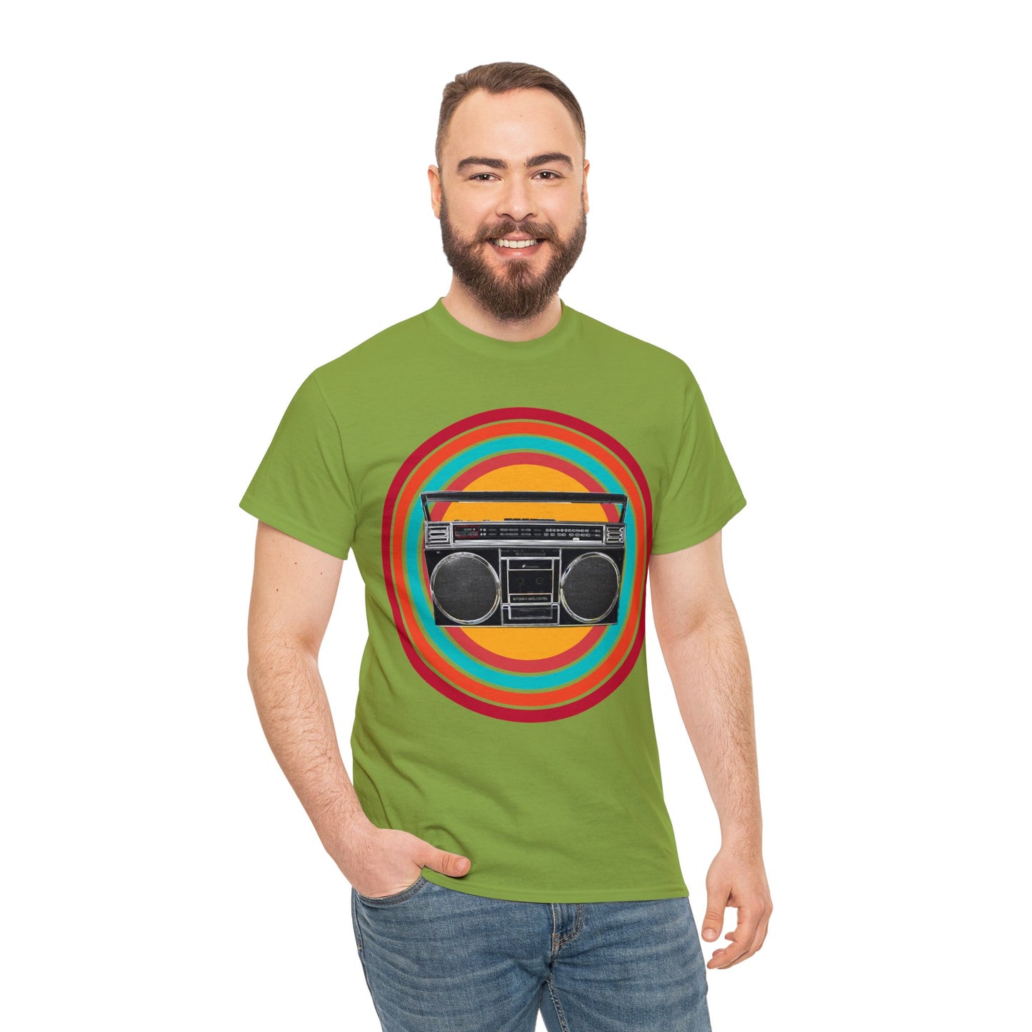 Jam Box, Ghetto Blaster, Boombox, Vintage Radio, Retro Cassette Player Heavy Cotton Tee