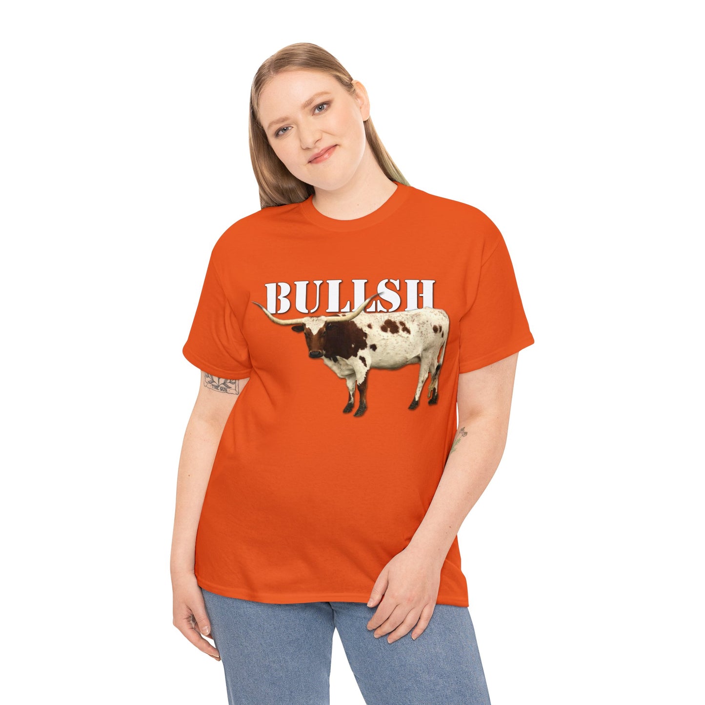 Bullsh, Longhorn, Cow, Cattle, Funny, Texas, Country Heavy Cotton Tee