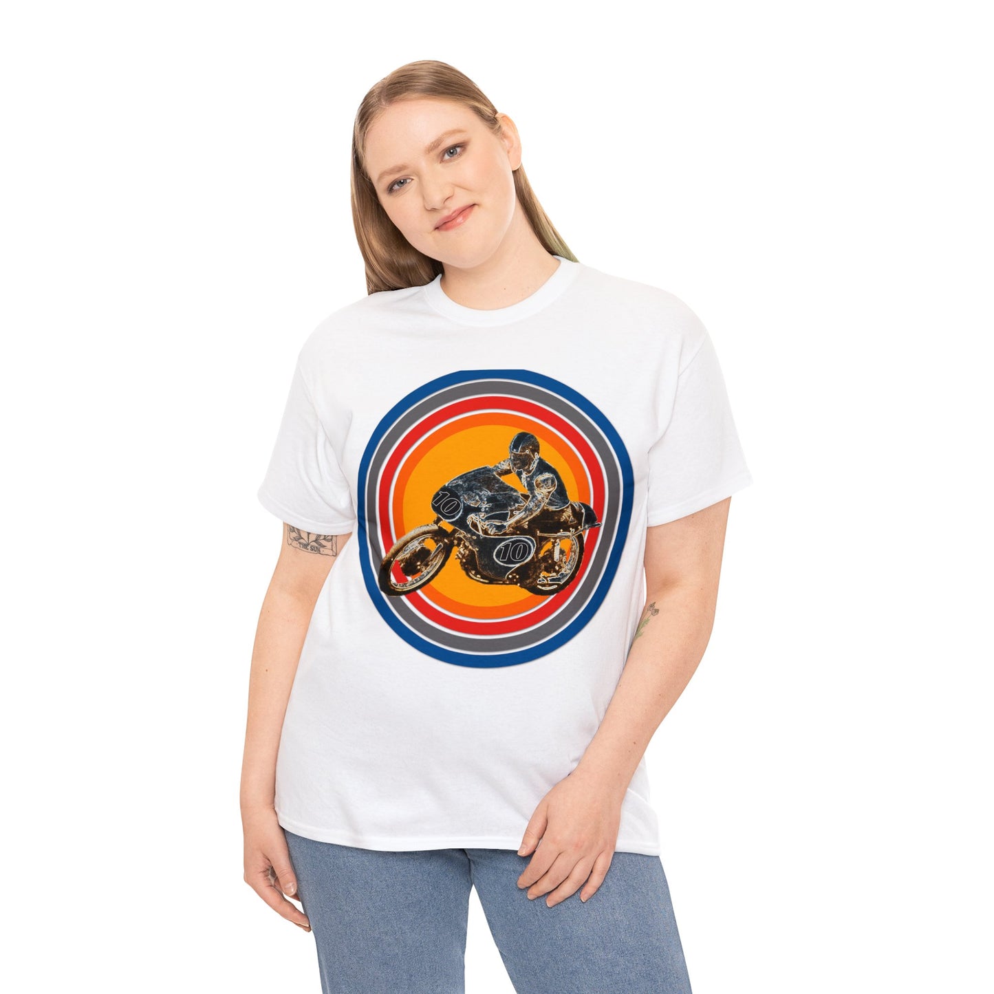 Vintage Motorcycle Racer, Retro 1970s Motor Cycle Heavy Cotton Tee