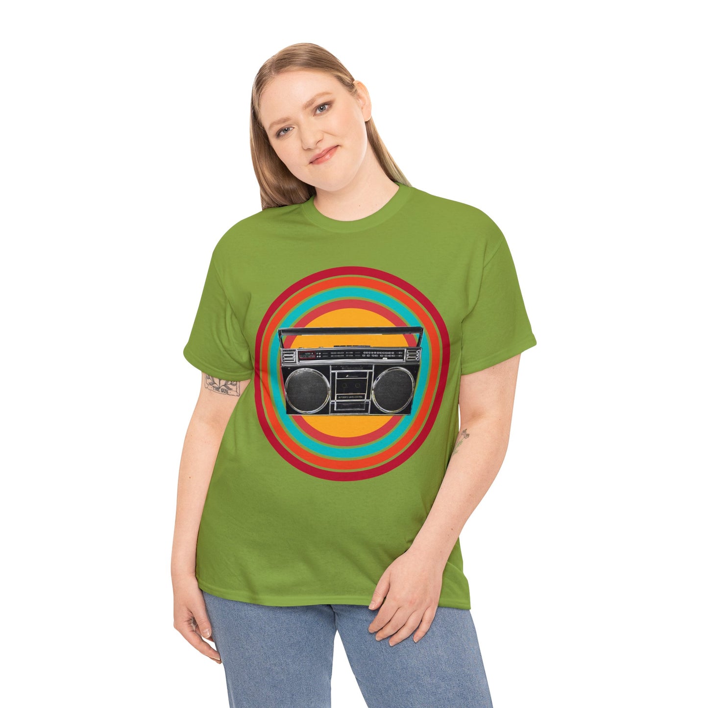 Jam Box, Ghetto Blaster, Boombox, Vintage Radio, Retro Cassette Player Heavy Cotton Tee