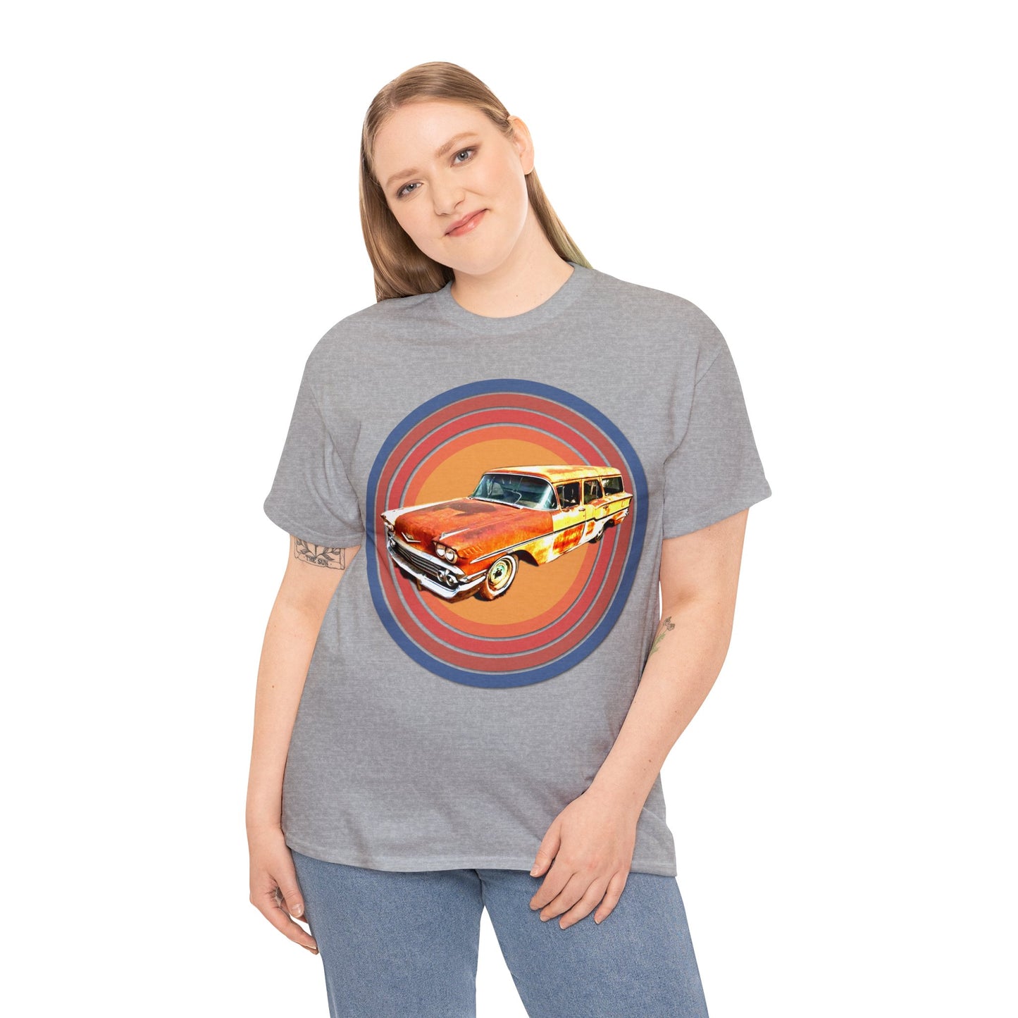 Vintage 1950's Station Wagon Car, Rusty Old Station Wagon, Vintage Station Wagon Heavy Cotton Tee