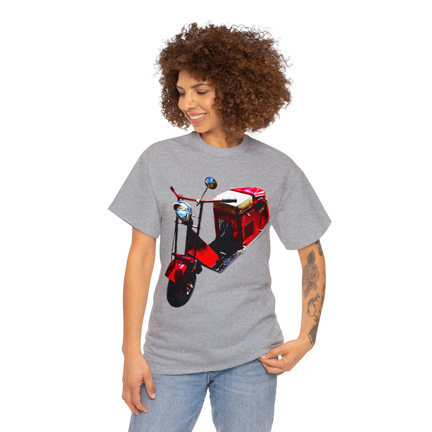 Vintage Scooter, 1940s Scooter, Red Scooter, Red Moped Heavy Cotton Tee