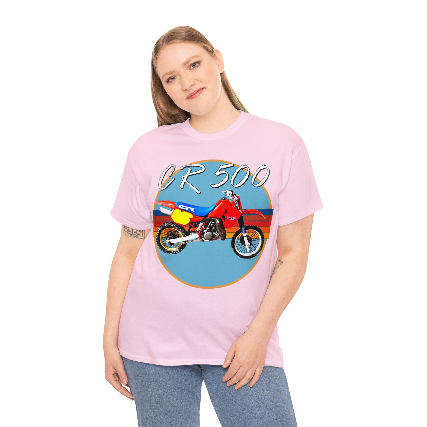 CR 500 Vintage Retro Motor Cross Motocross Motorcycle Dirt Bike Heavy Cotton Tee