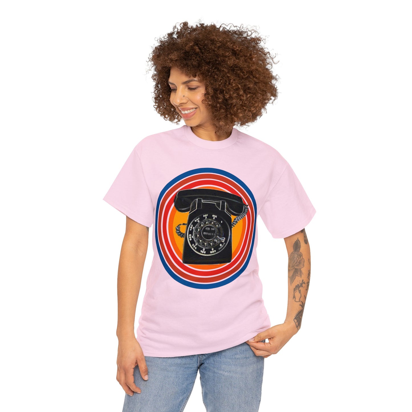 Vintage Retro Rotary Antique Telephone Phone Heavy Cotton Tee