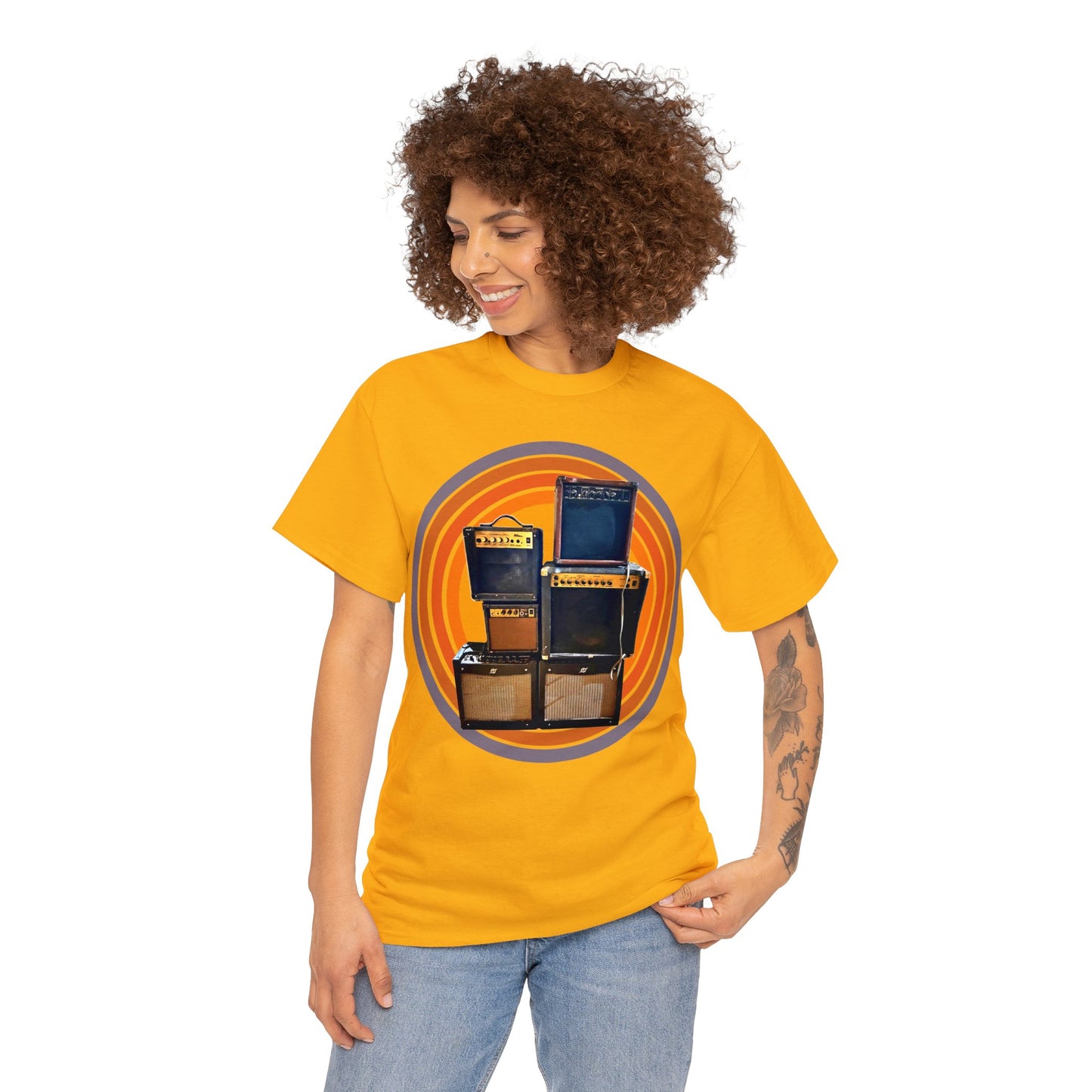 Guitar Amplifiers, Vintage Guitar Amps, Stack of Guitar Amplifiers Heavy Cotton Tee