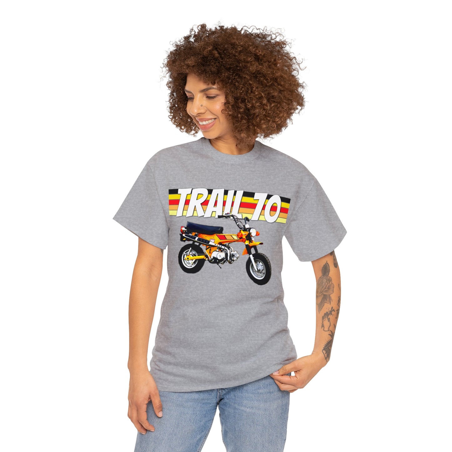 Trail 70 Mini BIke, Vintage Mini Bike, Retro Mini Bike Heavy Cotton Tee