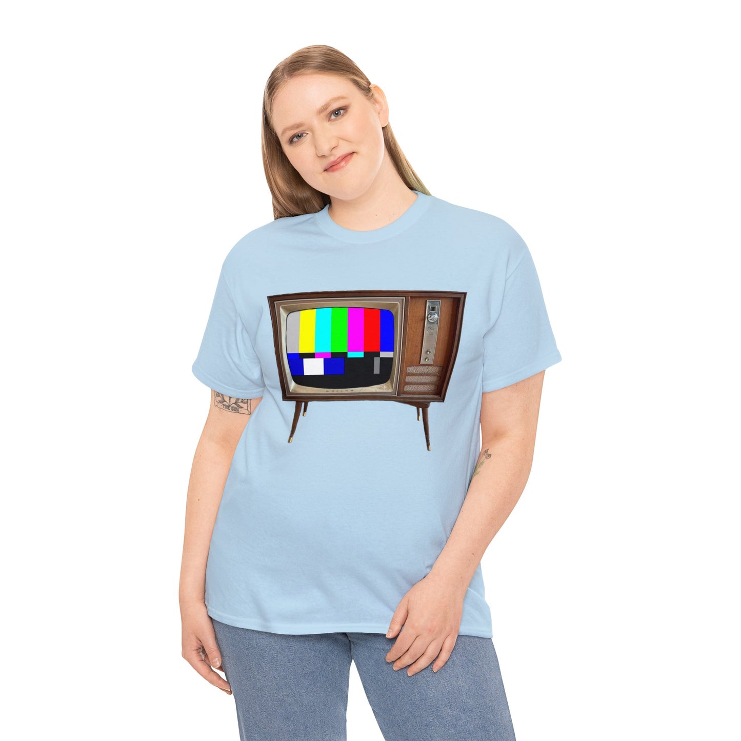 Vintage Television, Tube TV, Sign Off Screen, Old School, Vintage, Retro Heavy Cotton Tee