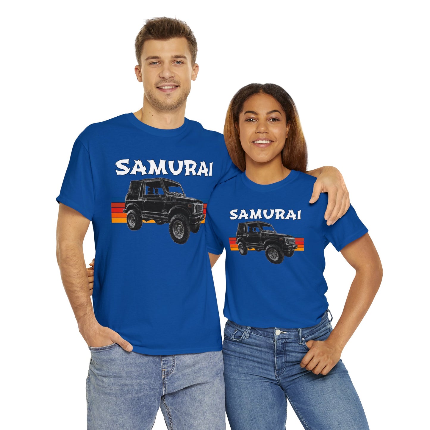 Samurai Vintage Retro 4x4 Truck, Samurai 4 Wheel Drive Car Heavy Cotton Tee