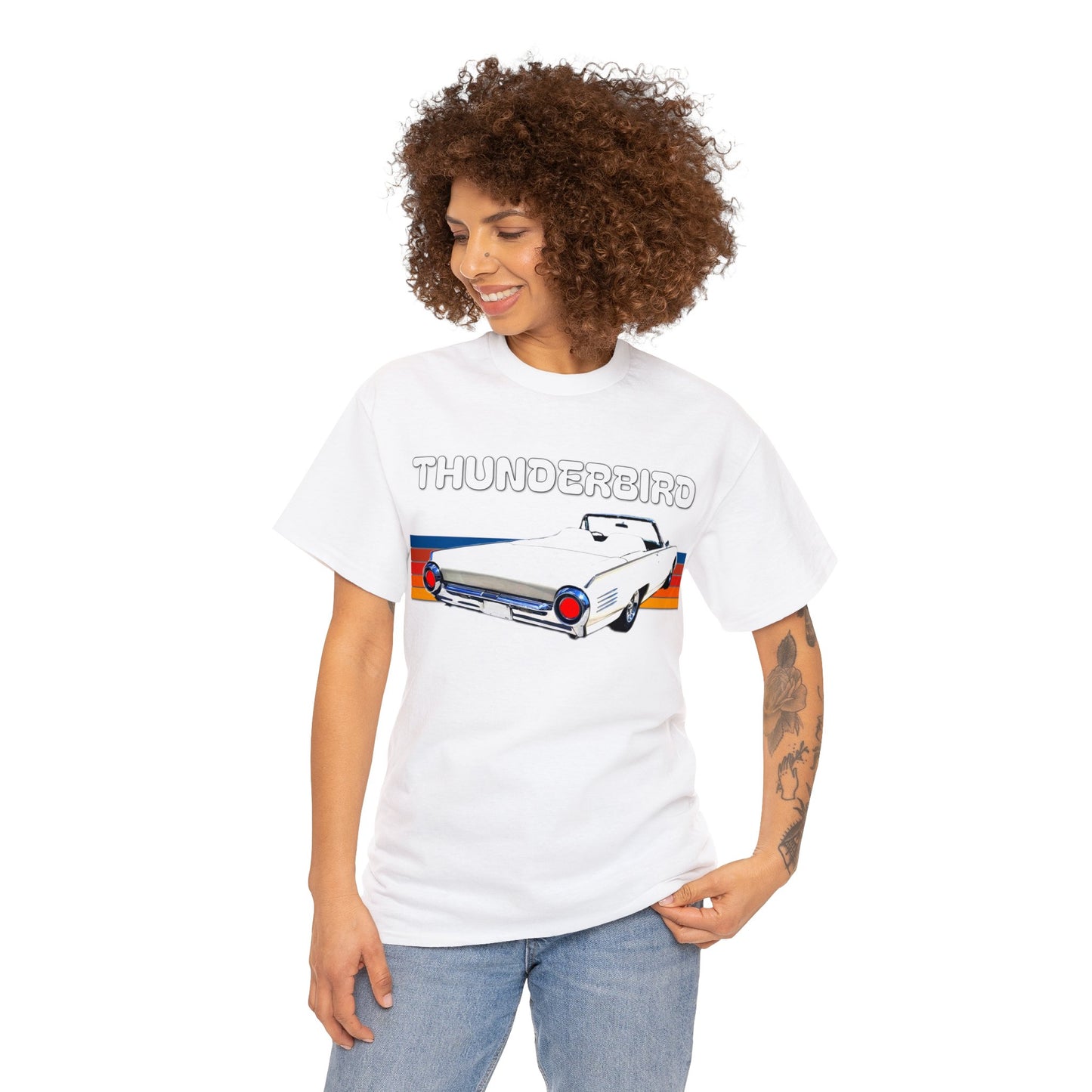 Thunderbird Vintage American Automobile, Antique American Car Heavy Cotton Tee