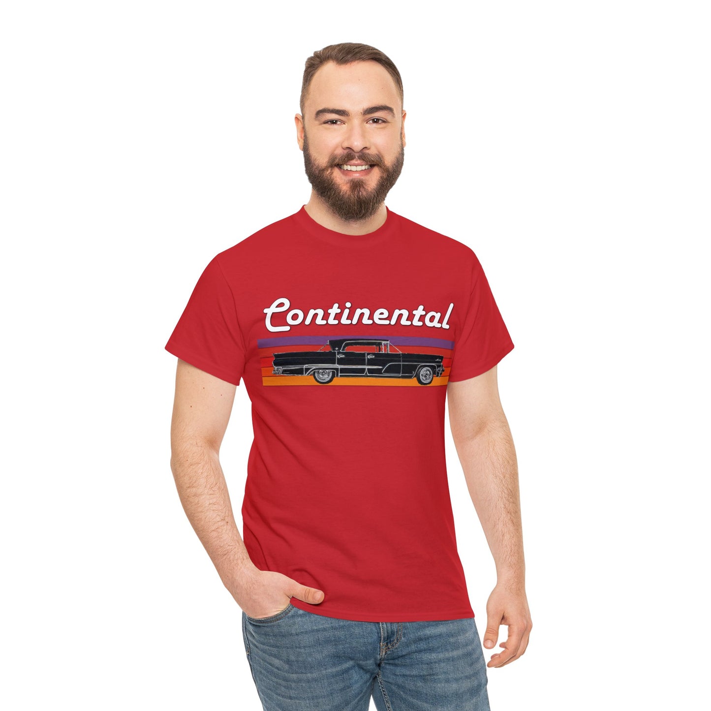 1959 Continental Retro Vintage American Car With Tail Fins Heavy Cotton Tee